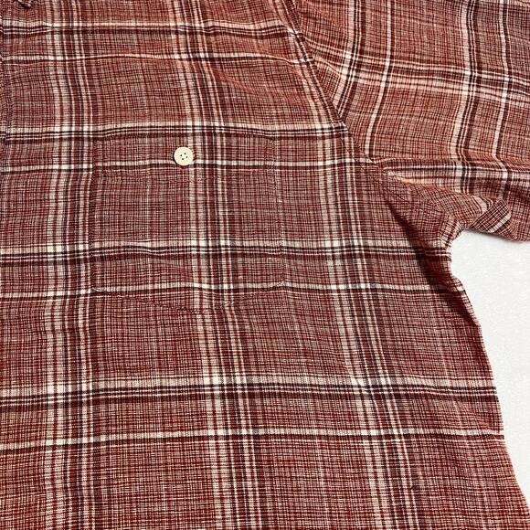 Weatherproof Vintage Linen Cotton Plaid Short Sleeve Button Up Shirt Size XXL - Picture 6 of 9